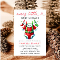 Modern Merry Little Christmas  Santa Baby Shower Invitation