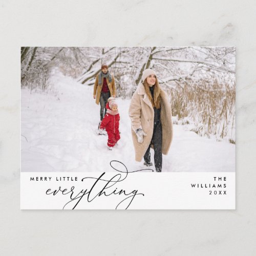 Modern Merry Little Everything Family Photo Postcard