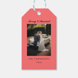Modern Merry Married customer specific photo Gift Tags