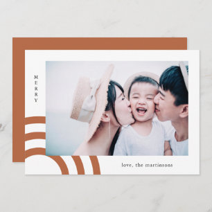 Modern Merry Orange Terracotta Photo Christmas