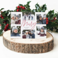 Modern merry red script 6 photo Christmas collage