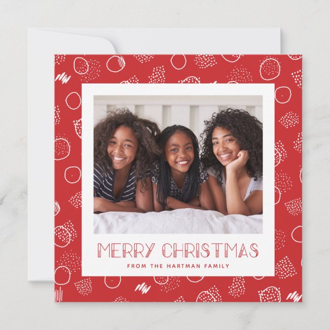 Modern Merry | Red | Square | Photo Holiday Card (Front)