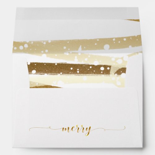 Modern Merry Winter Gold Swashes Envelope