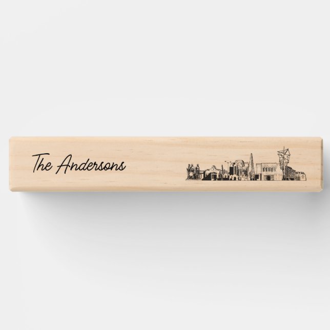 Modern Mesa Wedding Guestbook Lawn Game Topple Tower (Front)