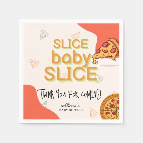 Modern Messy Slice Baby Slice Pizza Baby Shower Napkins