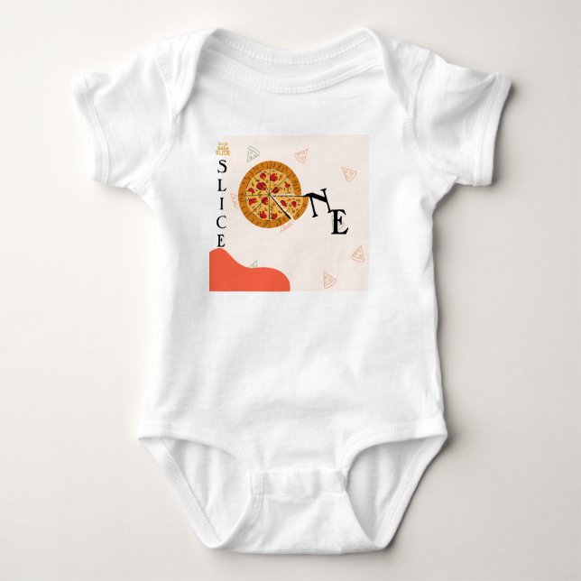 Modern Messy Slice Baby Slice Pizza T-shirt Baby Bodysuit (Front)