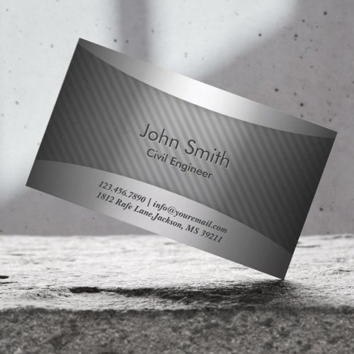Modern Metal Civil Engineer Business Card