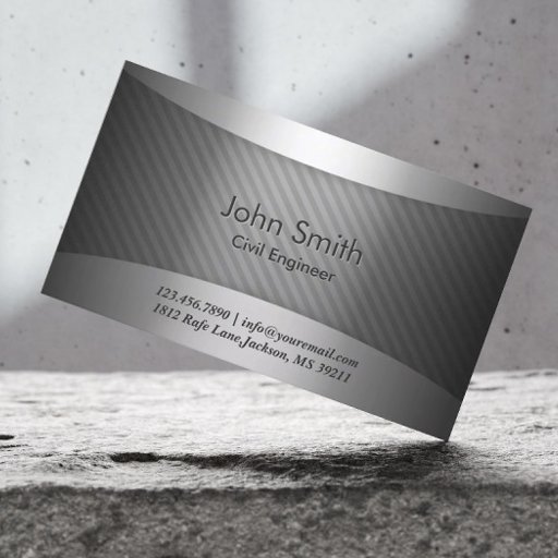 Customizable Modern Metal Civil Engineer Business Card