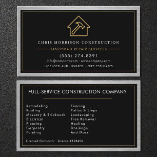 Modern Metal Construction Handyman Business Card