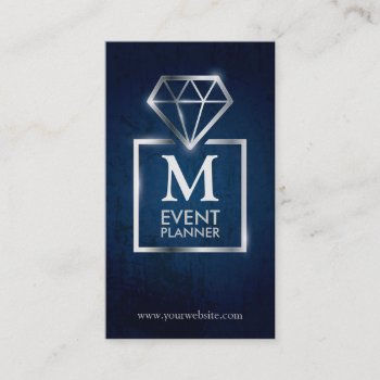 Modern Metal Frame Diamond Event Wedding Planner Business Card by BlackEyesDrawing at Zazzle
