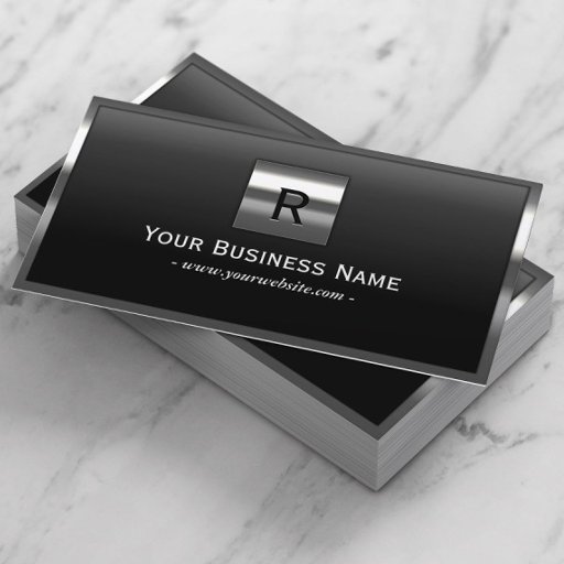 Customizable Professional Steel Border Monogram Business Card
