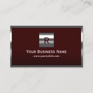 Modern Metal Framed Modern Monogram Business Card