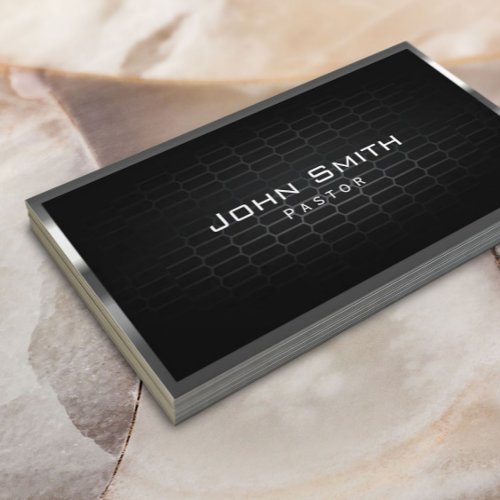 Modern Metal Framed Pastor  Business Card