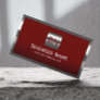 Modern Metal Framed Professional Monogram Red Business Card