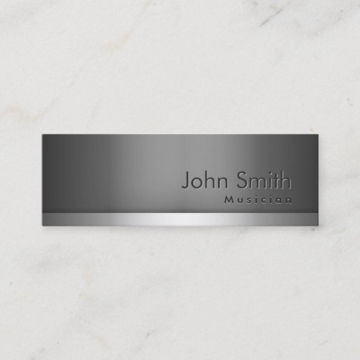 Customizable Mini Gray Metal Musician Business Card