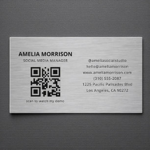 Modern Metal QR Code Minimalist Professional Business Card
