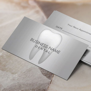 Modern Metal Silver Dental Appointment Card