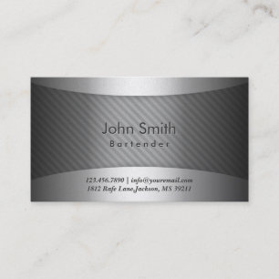 Modern Metal Stripes Bartender Business Card