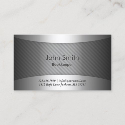 Modern Metal Stripes Bookkeeper Business Card