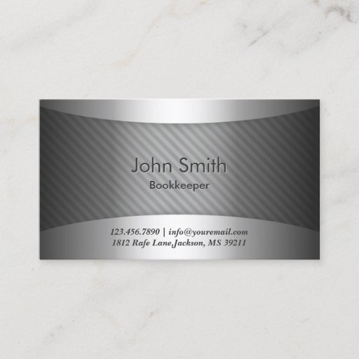 Customizable Modern Metal Stripes Bookkeeper Business Card