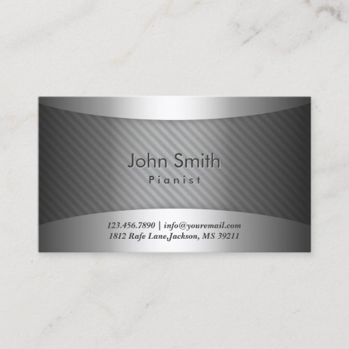Modern Metal Stripes Pianist Business Card