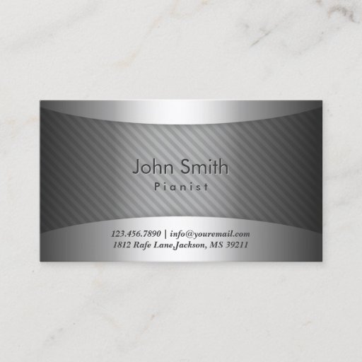 Customizable Modern Metal Stripes Pianist Business Card