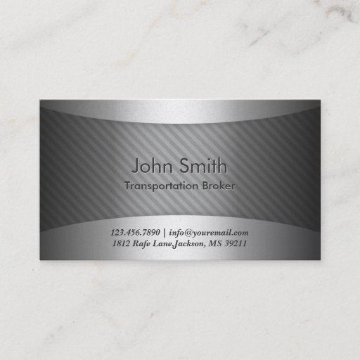 Customizable Modern Metal Transportation Broker Business Card