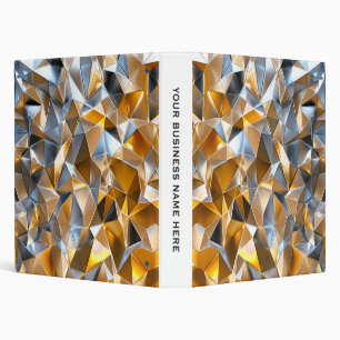 Modern Metallic Abstract Gold Silver Geometric 3 Ring Binder