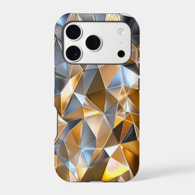 Modern Metallic Abstract Gold Silver Geometric Case-Mate iPhone Case (Back)