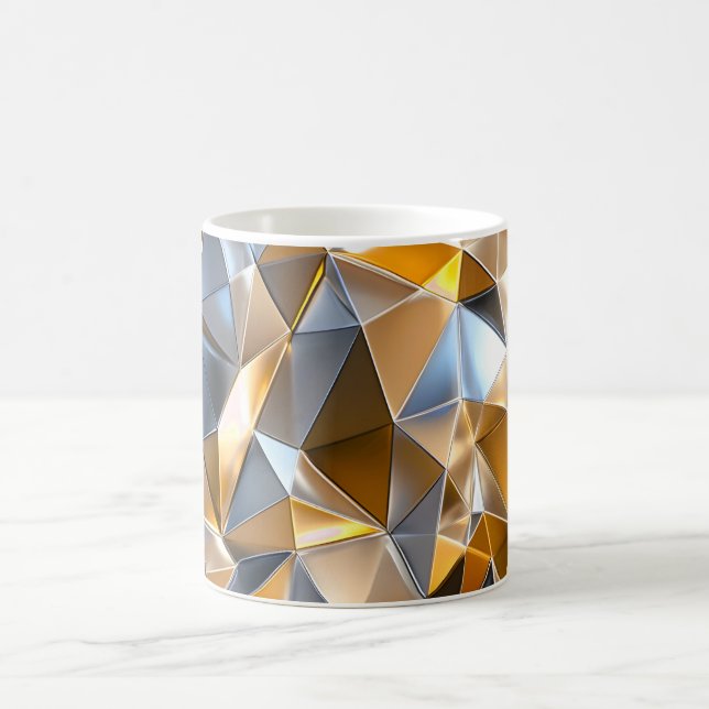 Modern Metallic Abstract Gold Silver Geometric Coffee Mug (Center)
