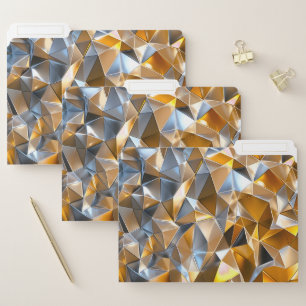 Modern Metallic Abstract Gold Silver Geometric File Folder