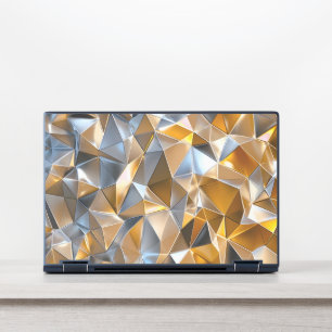 Modern Metallic Abstract Gold Silver Geometric HP Laptop Skin