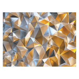 Modern Metallic Abstract Gold Silver Geometric Tablecloth