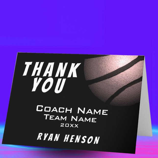 Modern Metallic Ball Black Coach Thank You Card (Creator Uploaded)