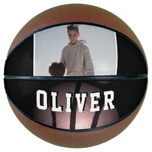 Modern Metallic Basketball Name Photo Basketball