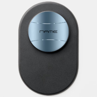 Modern Metallic Blue Design Stainless Steel Look PopSocket