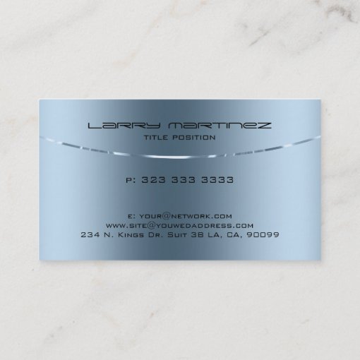 Modern Metallic Blue Stainless Steel Look Business Card | Zazzle
