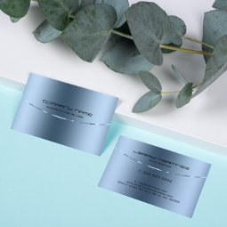 Modern Metallic Blue Stainless Steel Look Business Card | Zazzle