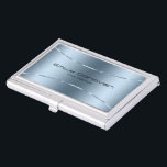 Modern metallic blue stainless steel look business card case<br><div class="desc">Modern simple,  minimalistic image of a blue metallic background stainless steel look with a shiny blue accent.</div>