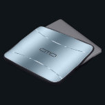 Modern metallic blue stainless steel look laptop sleeve<br><div class="desc">Modern simple, minimalistic image of a blue metallic background stainless steel look with a shiny blue accent.</div>