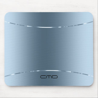 Modern metallic blue stainless steel look mouse pad