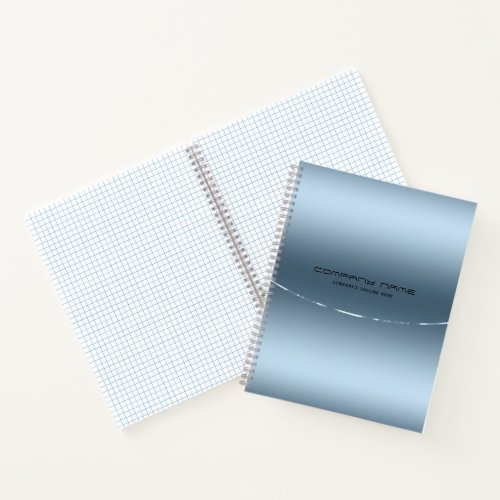 Modern metallic blue stainless steel look notebook