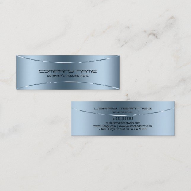 Modern Metallic Blue Texture Background Mini Business Card (Front/Back)