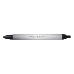 Modern Metallic Brushed Silver Look Style Clean Black Ink Pen