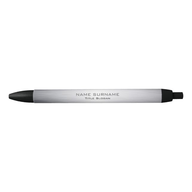 Modern Metallic Brushed Silver Look Style Clean Pen (Front)