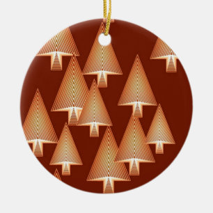 Modern metallic Christmas trees - copper Ceramic Ornament