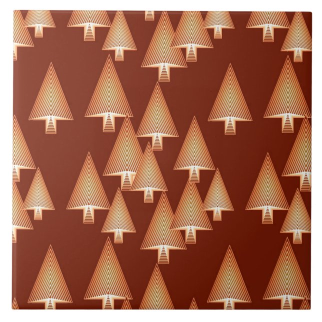 Modern metallic Christmas trees - copper Ceramic Tile (Front)