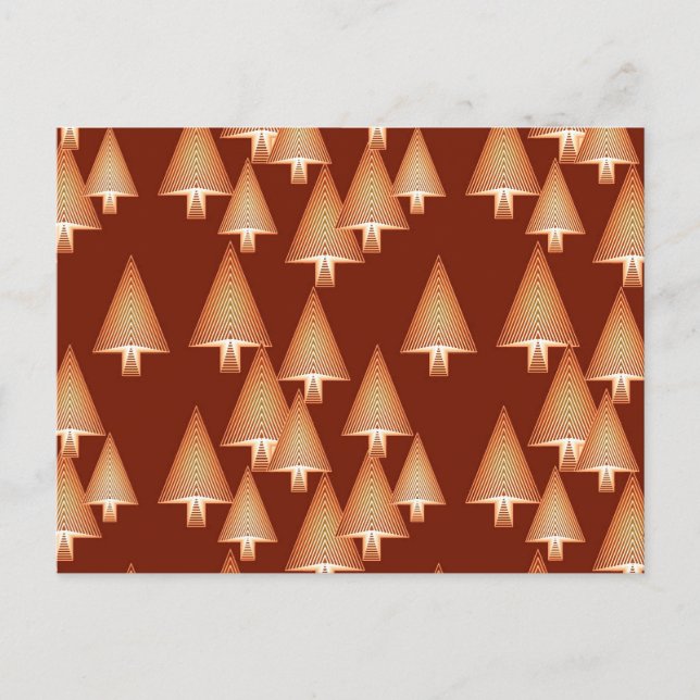 Modern metallic Christmas trees - copper Holiday Postcard (Front)