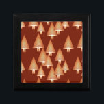 Modern metallic Christmas trees - copper Keepsake Box<br><div class="desc">Mid-Century Modern 3-d metallic-look Christmas trees in a silky,  striped gradient - pale to deep copper striped trees on a deep chocolate brown background</div>