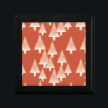 Modern metallic Christmas trees - copper & rust Jewelry Box<br><div class="desc">Mid-Century Modern 3-d metallic-look Christmas trees in a silky,  striped gradient - light copper and cream on a deeper rust / copper background</div>